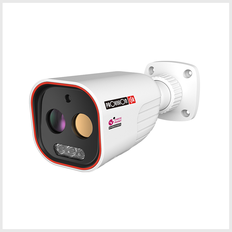 Cámara bala mediana con lente fija biespectral, óptica de 5 MP y térmica QCIF 2x, LED híbrido y análisis DDA • BMH-THERMAL-3-V2