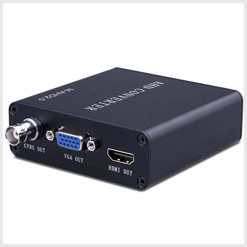 Convertidor 4 en 1 (AHD/CVI/TVI/CVBS) a HDMI/VGA/BNC • PR-4IN1-Con