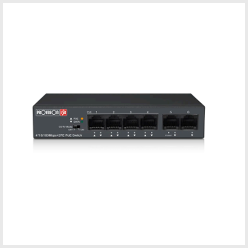 Switch PoE de 60 W, 10/100 Mbps, 4 enlaces descendentes + 2 enlaces ascendentes con modo CCTV • PoES-0460C+2I-V2